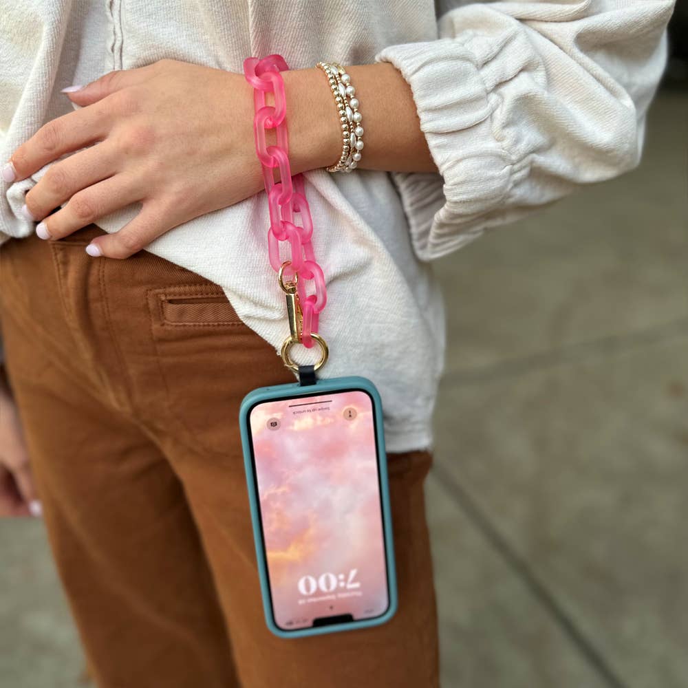 Clip & Go Crossbody Ice Chain Phone Accessory : Purple Chain with Purple Pouch