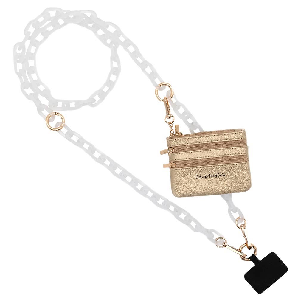 Clip & Go Crossbody Ice Chain Phone Accessory : Purple Chain with Purple Pouch