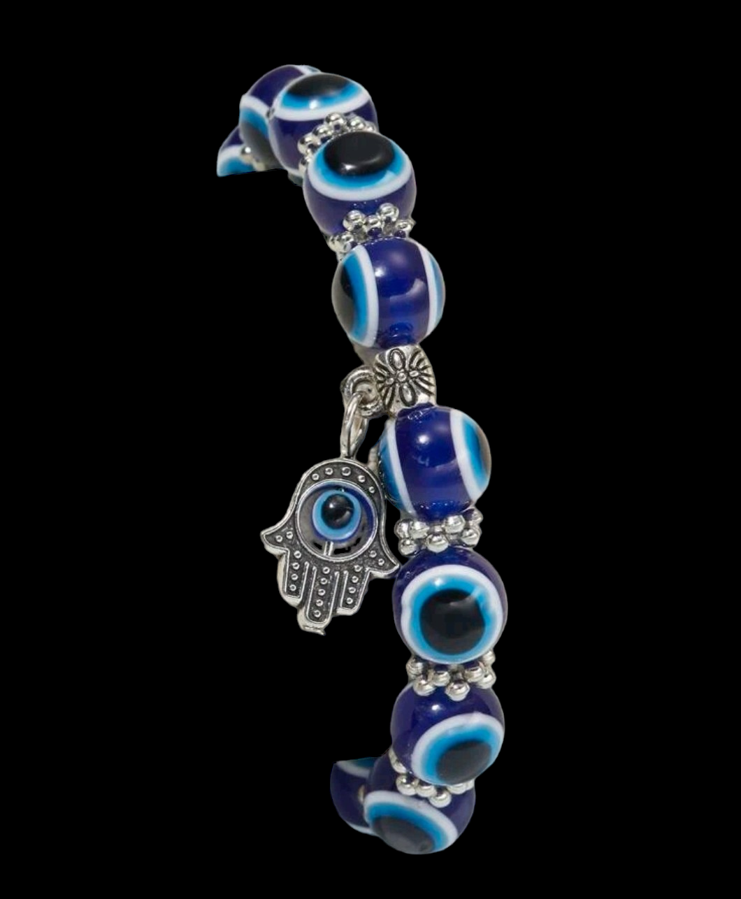 Evil Eye Hamsa Hand Charm Beaded Bracelet
