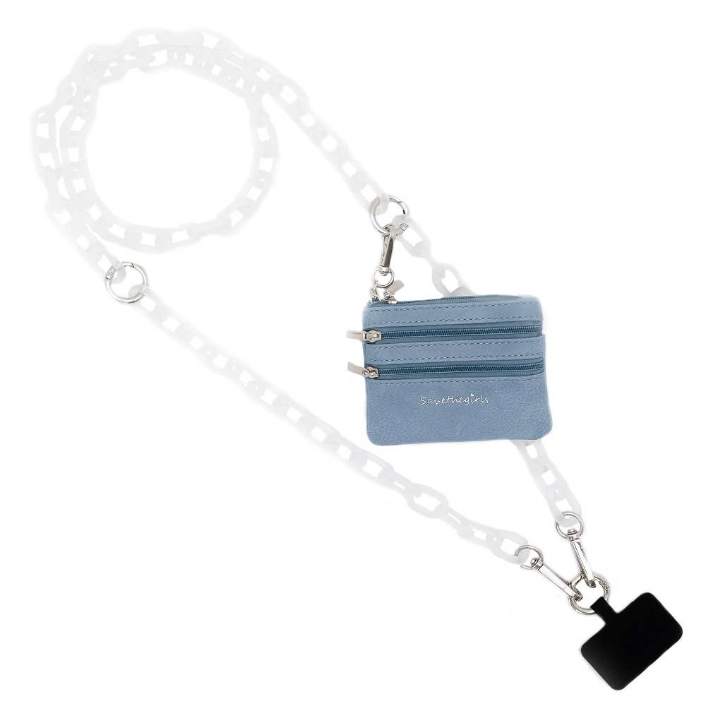 Clip & Go Crossbody Ice Chain Phone Accessory : Purple Chain with Purple Pouch