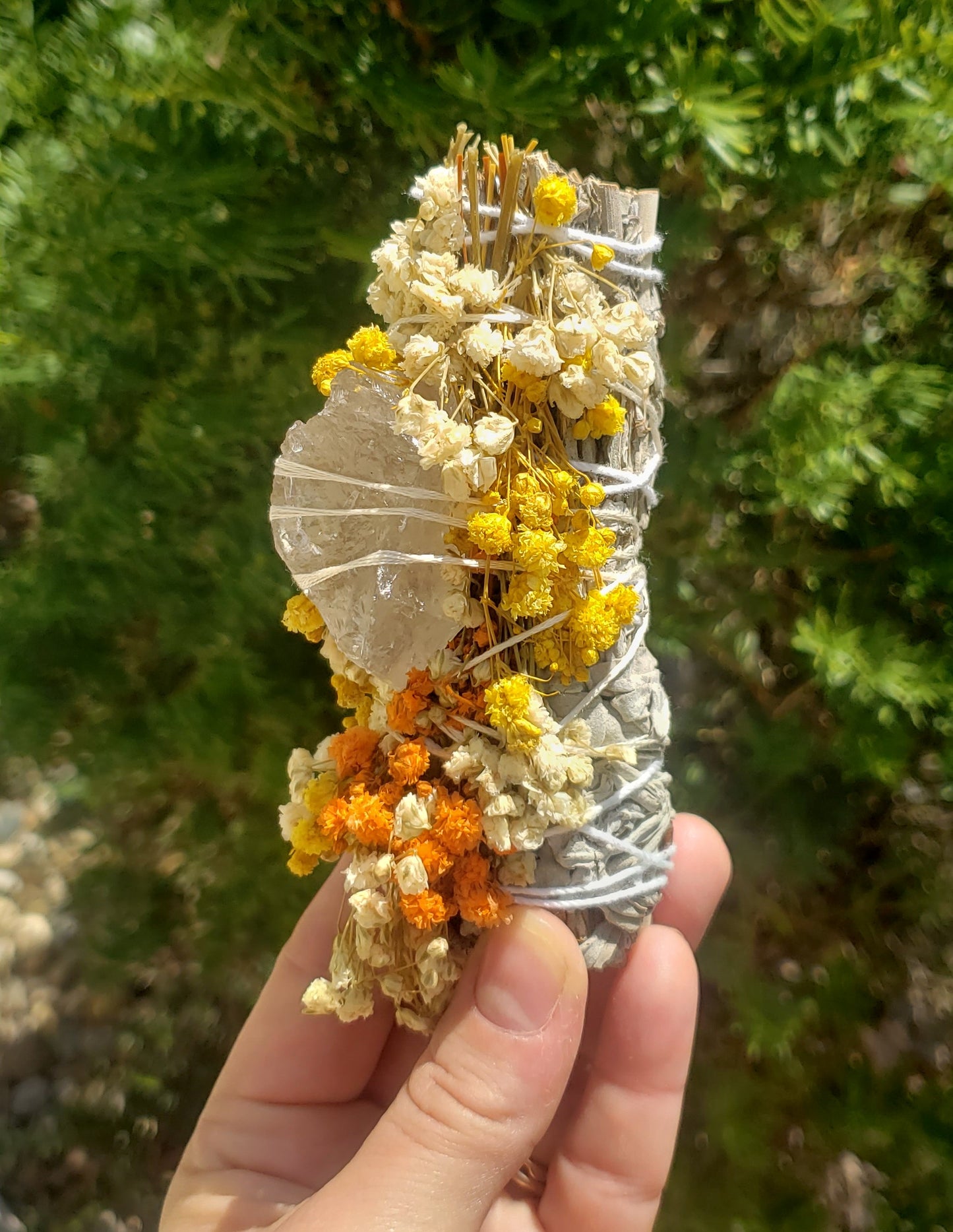 Smoky Quartz Harvest Sage Wand