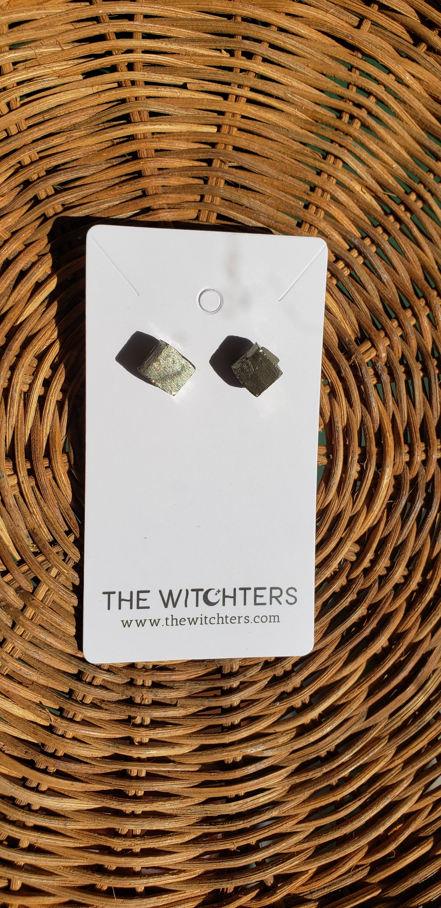 Pyrite Cube Silver Stud Earrings