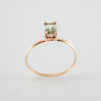 Green Amethyst 14K Gold Filled Solitaire Ring