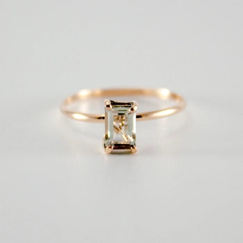 Green Amethyst 14K Gold Filled Solitaire Ring