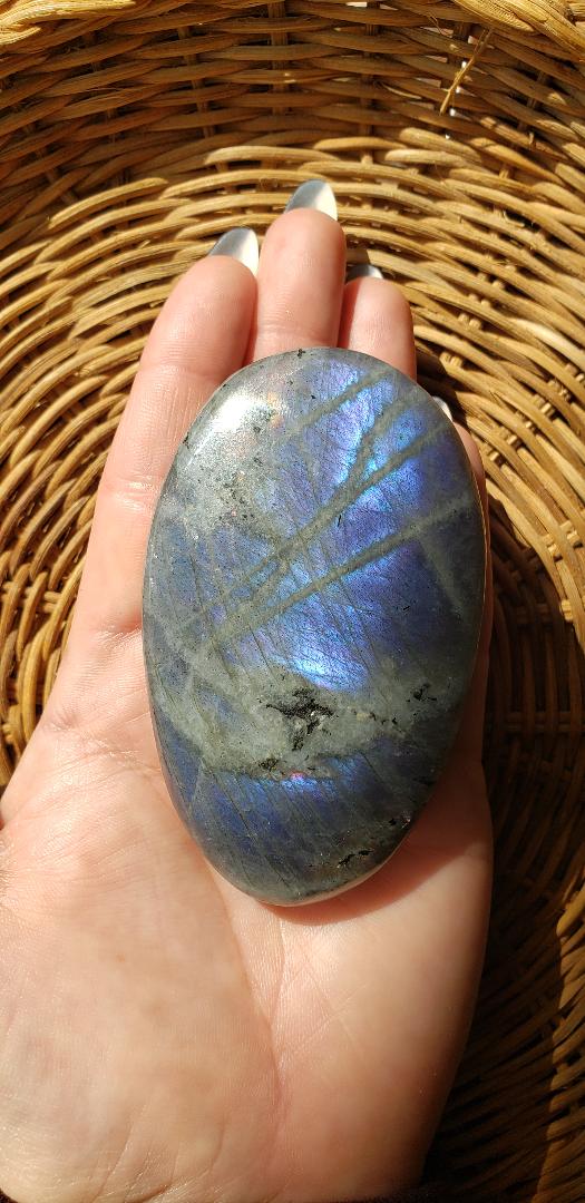 Flashy Purple Labradorite Palm Stone (Rare)