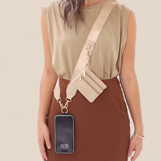 Clip & Go Phone Lanyard with Wallet - Neutral Collection: Taupe