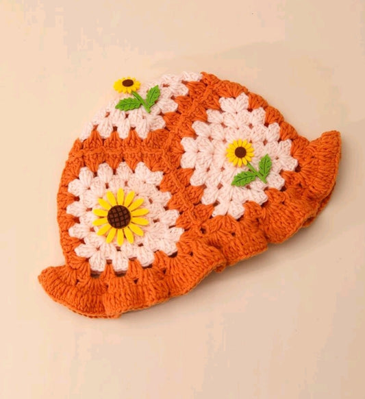 Sunflower Crochet Bucket Hat