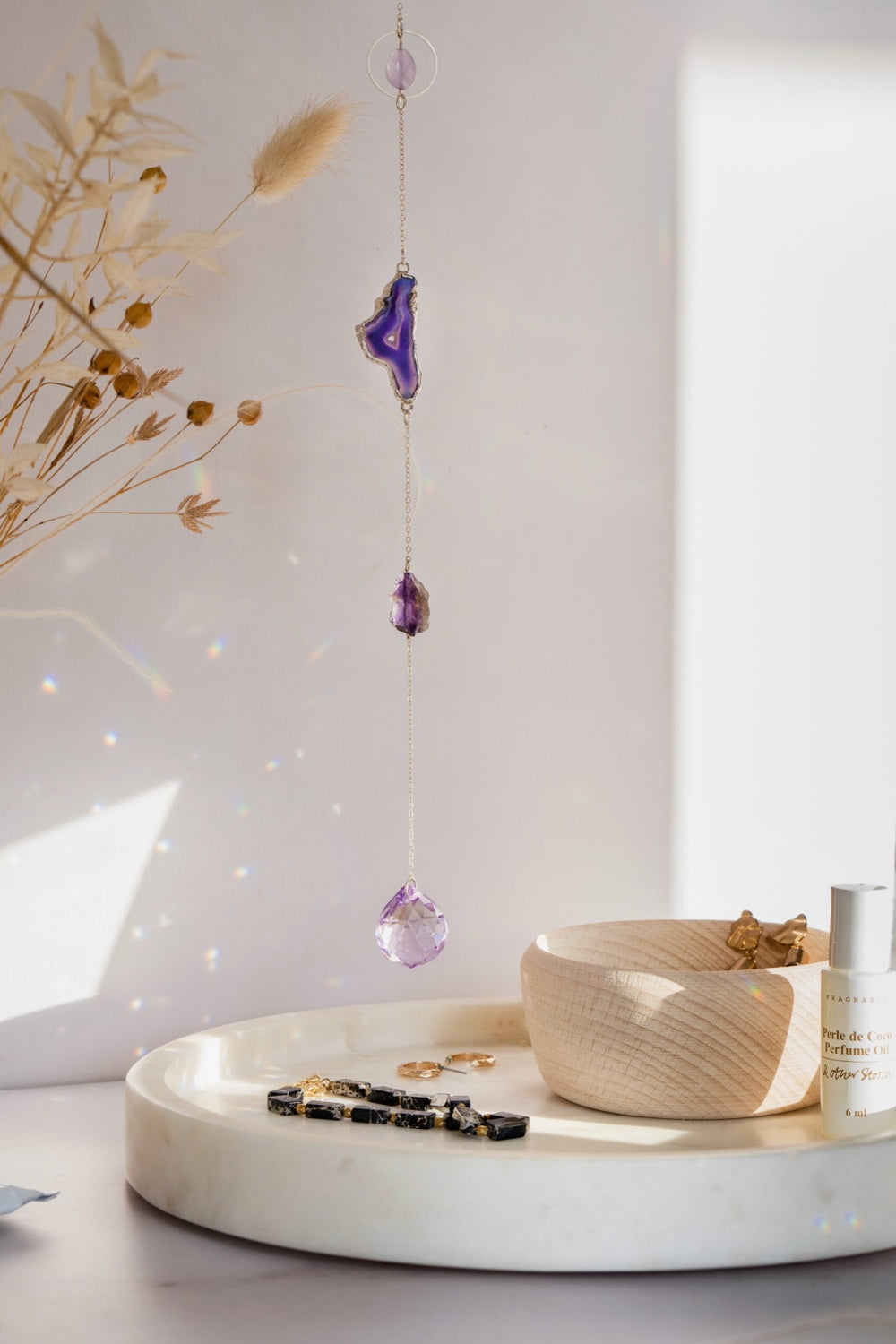 Raw Amethyst Quartz Crystal Window Suncatcher