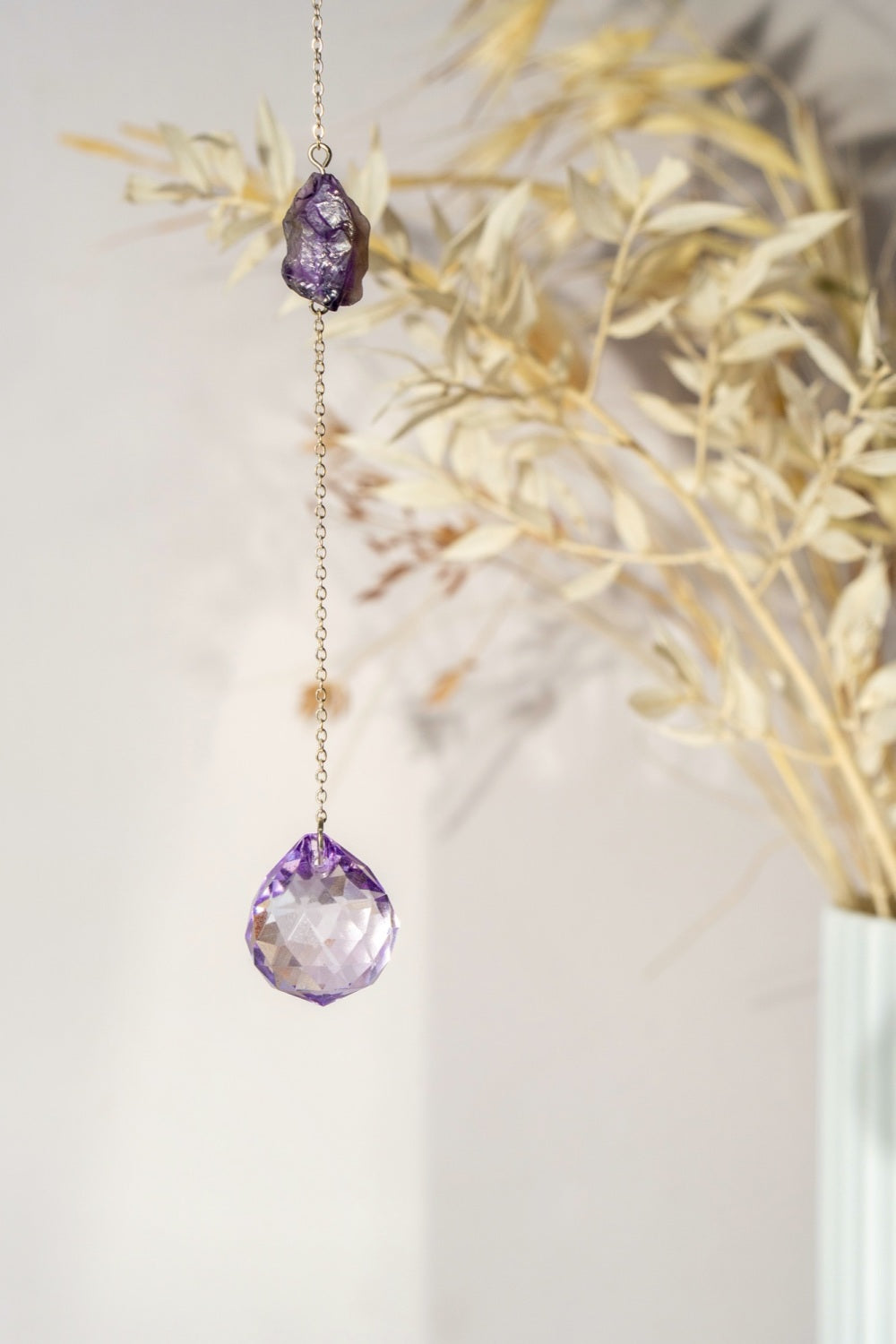 Raw Amethyst Quartz Crystal Window Suncatcher