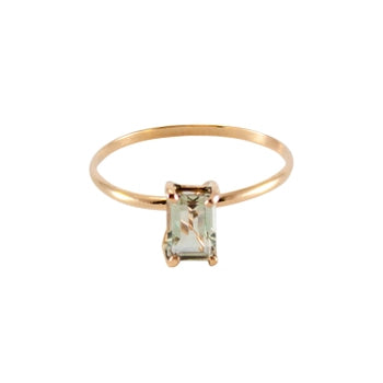 Green Amethyst 14K Gold Filled Solitaire Ring