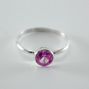 Pink Sapphire Bezel Sterling Silver Ring