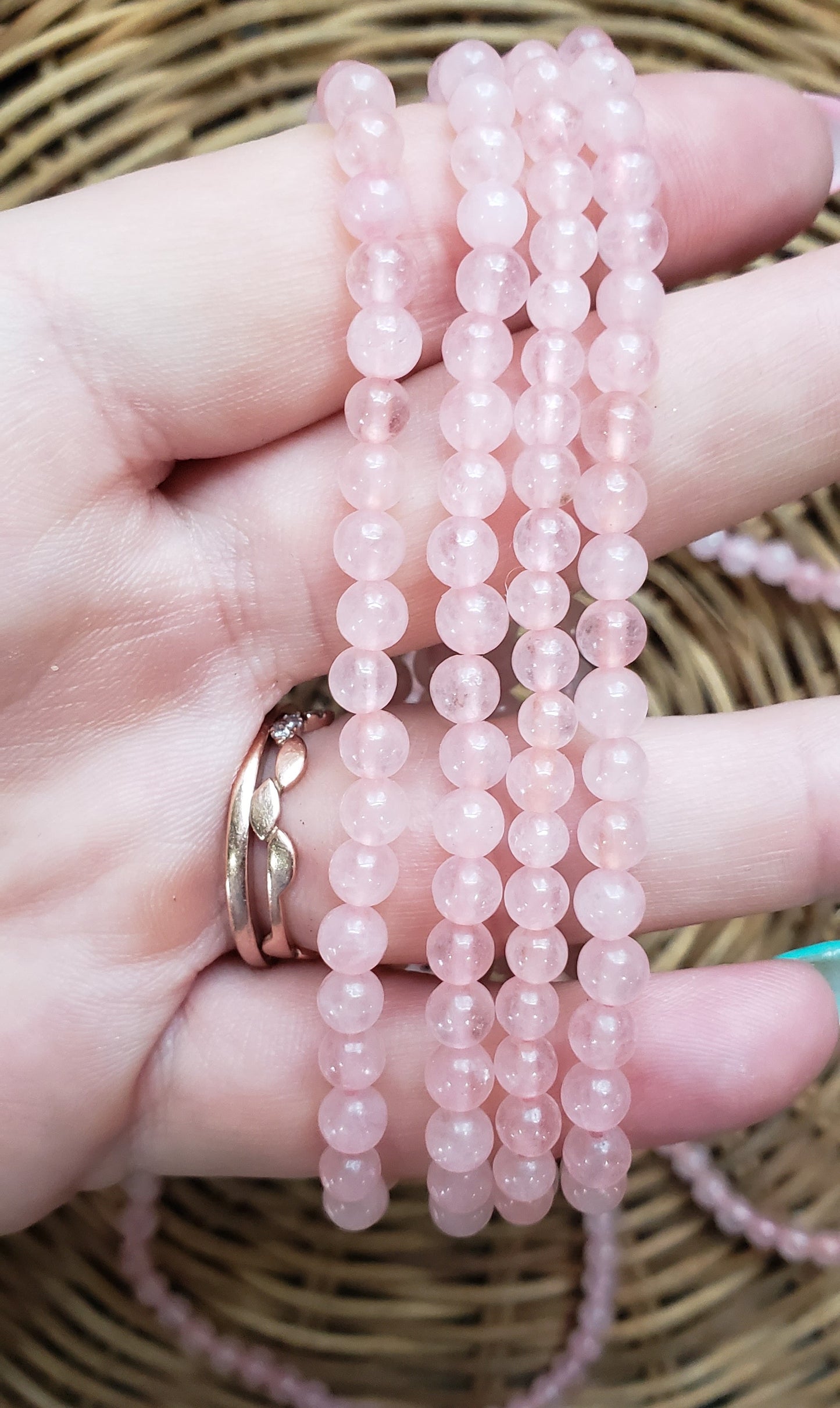 Rose Quartz Beaded Bracelet (4mm)