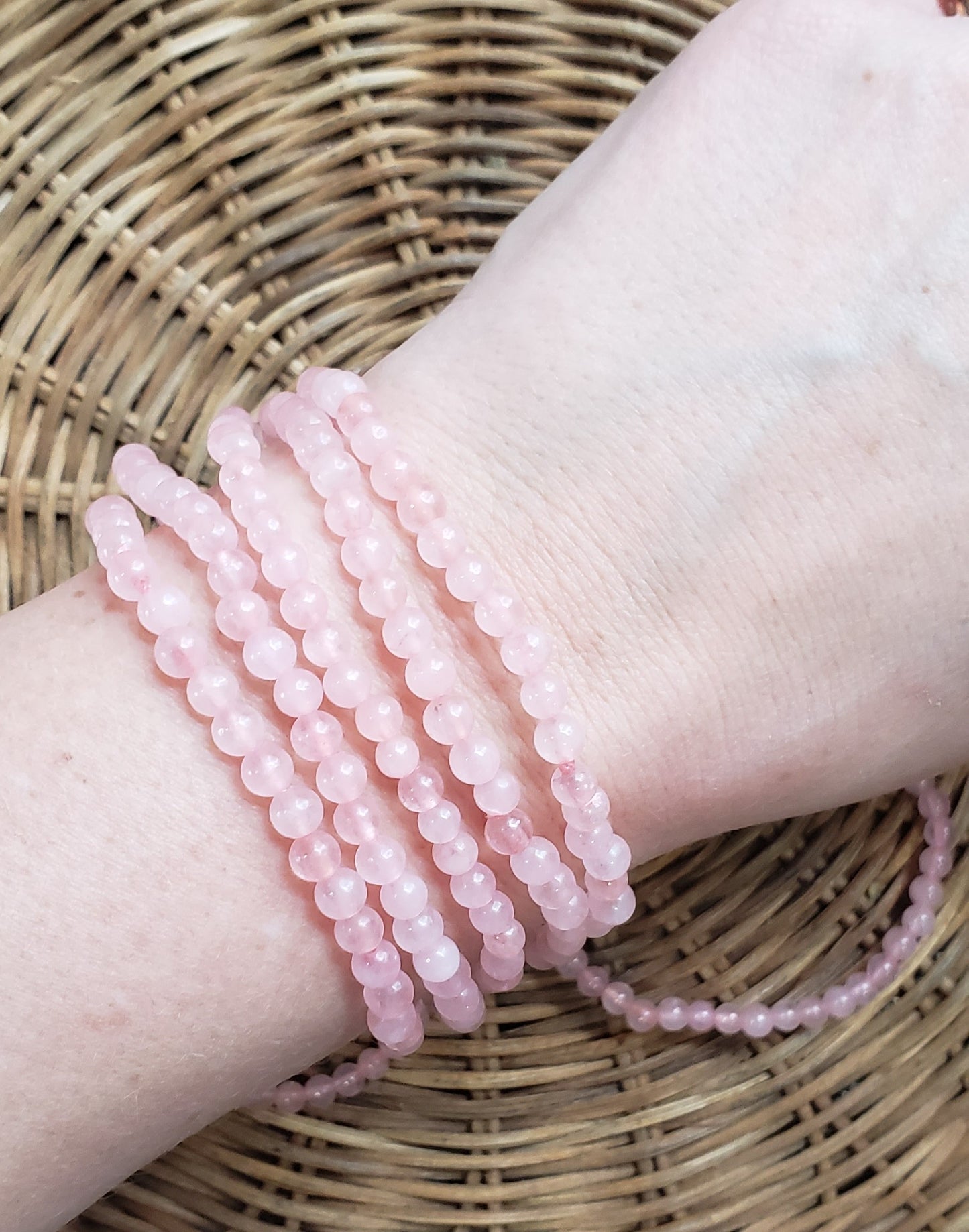 Rose Quartz Beaded Bracelet (4mm)