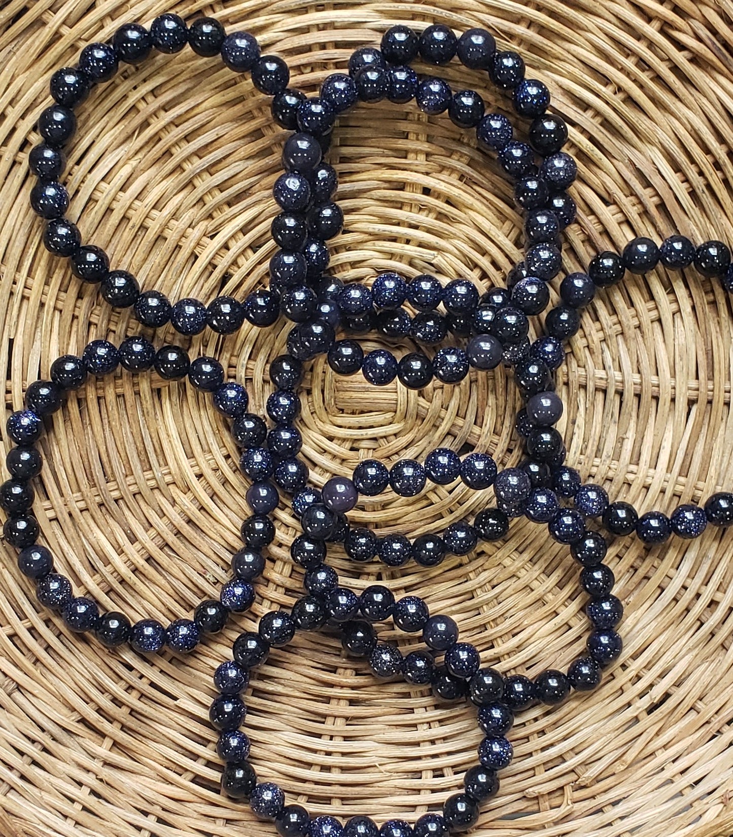 Blue Goldstone Beaded Bracelet (8mm)