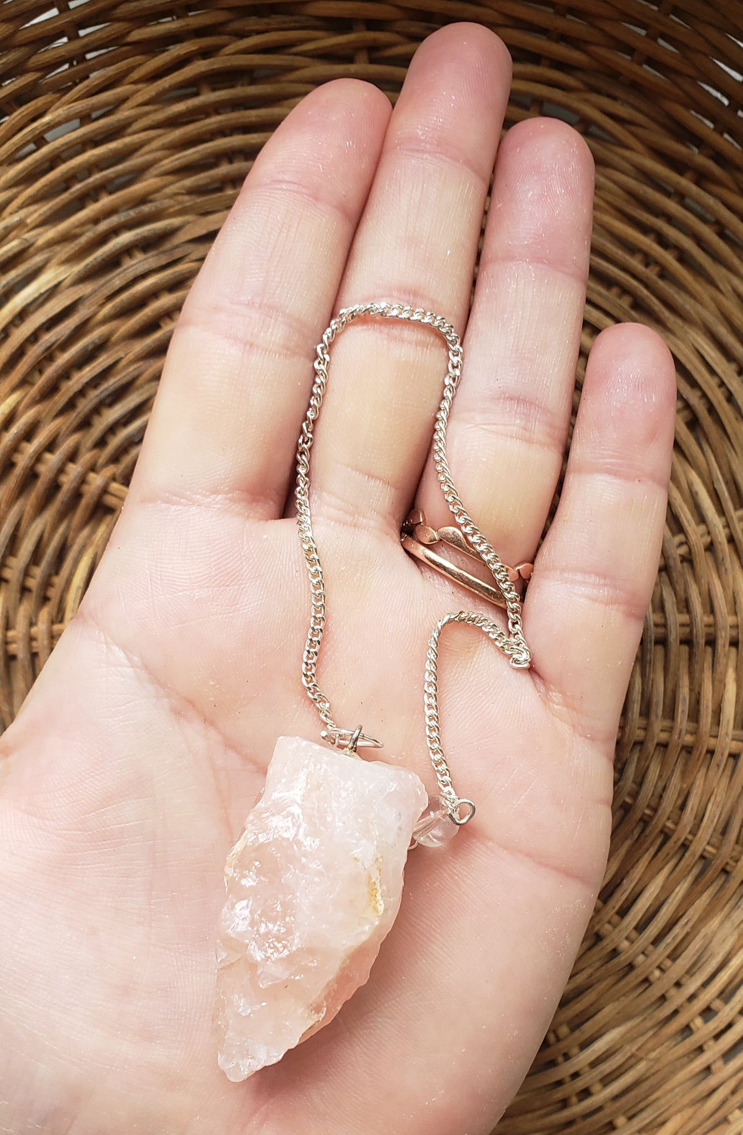 Raw Rose Quartz Pendulum