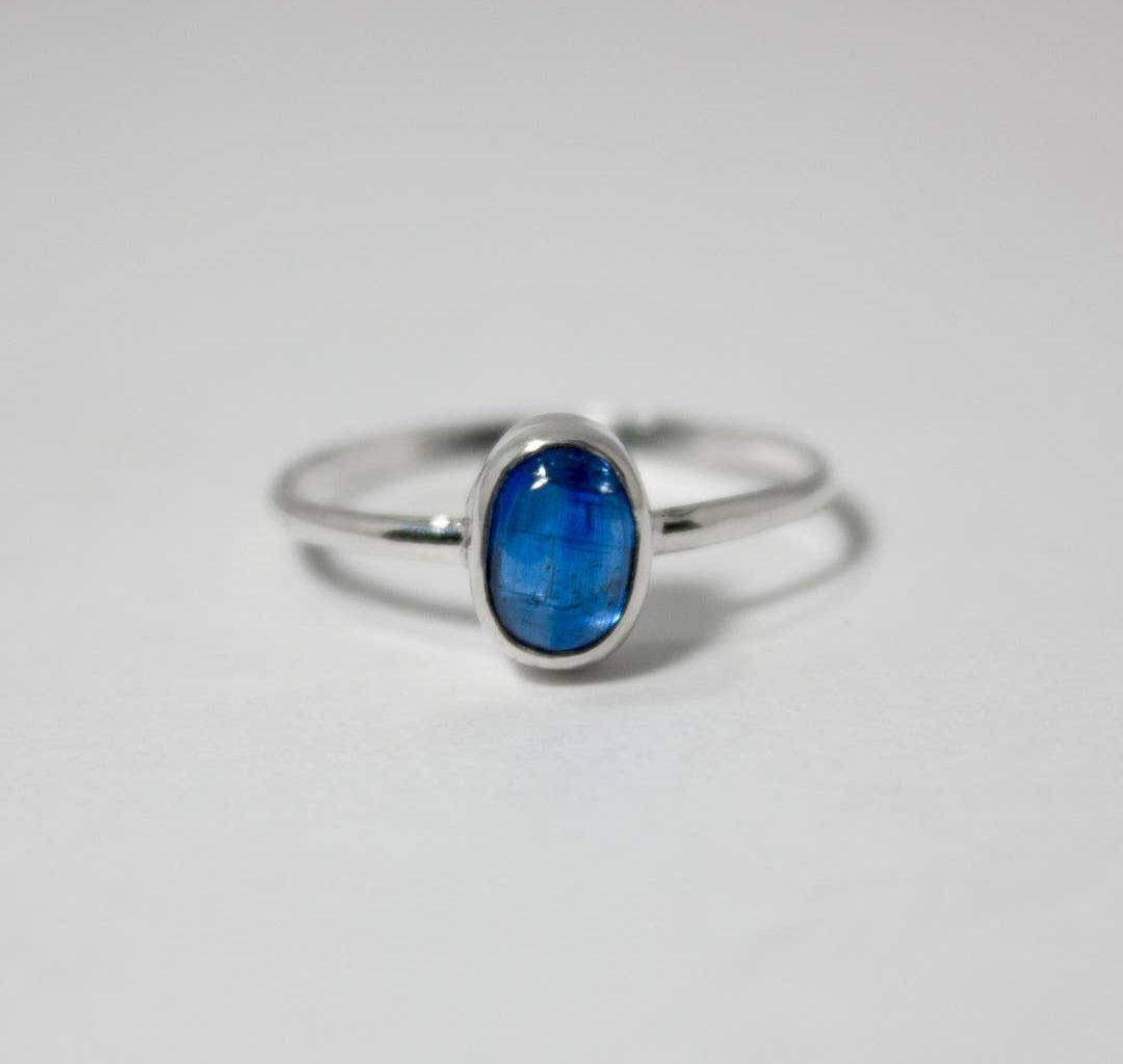 Kyanite Dainty Bezel Sterling Silver Ring