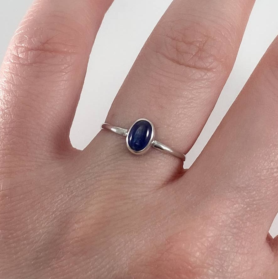 Kyanite Dainty Bezel Sterling Silver Ring