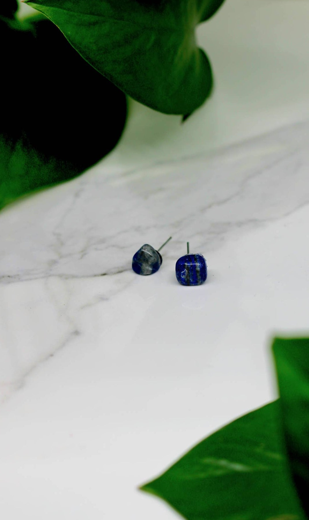 Authentic Lapis Lazuli Crystal Stud Earrings