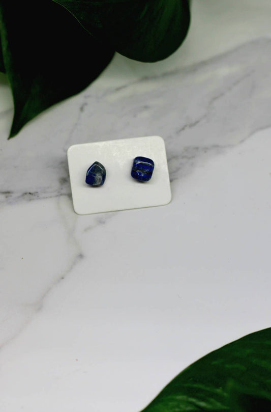 Authentic Lapis Lazuli Crystal Stud Earrings