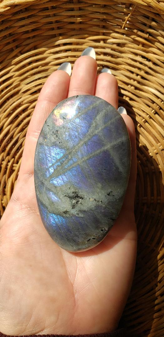 Flashy Purple Labradorite Palm Stone (Rare)