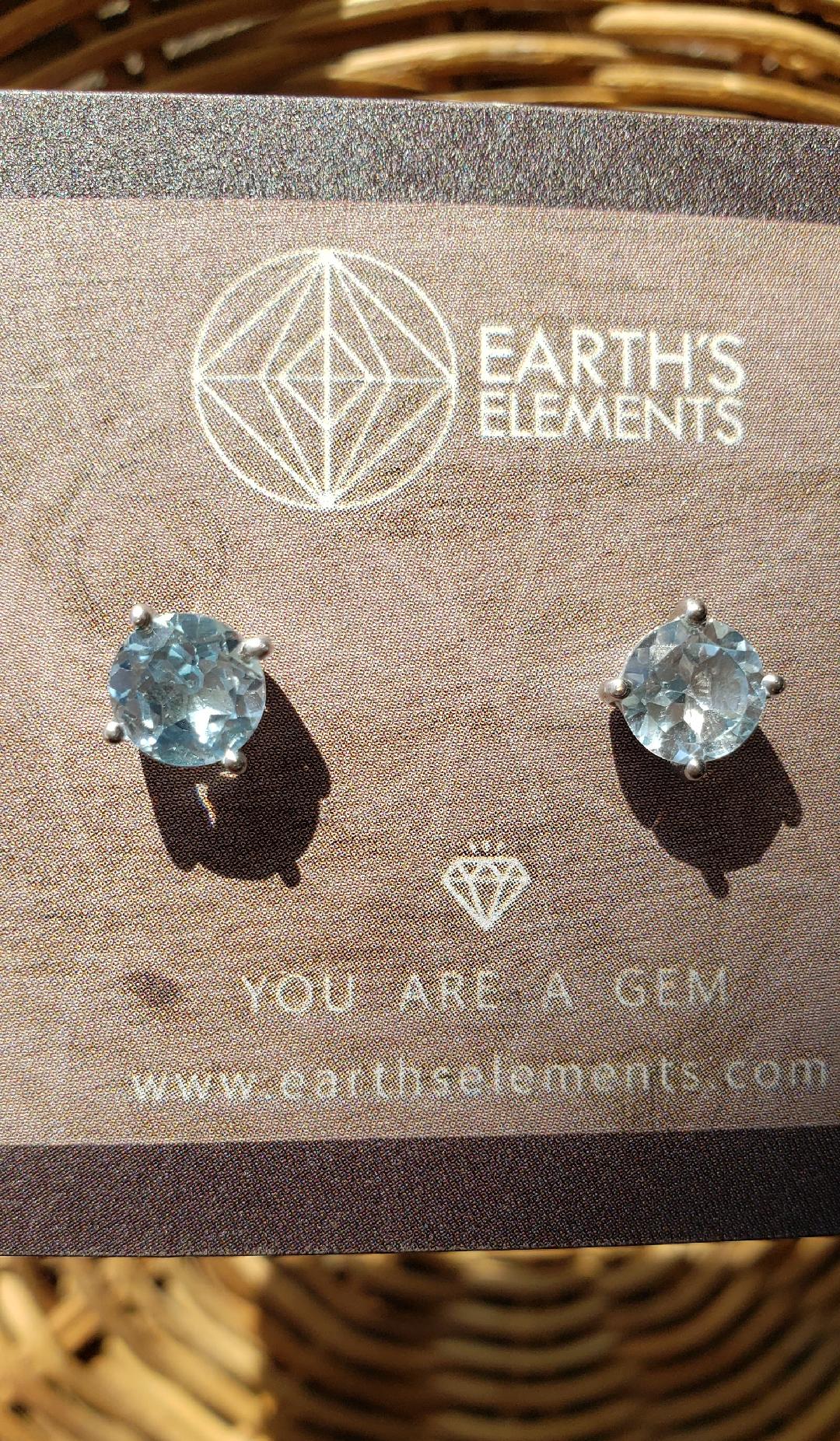 Aquamarine Silver Stud Earrings