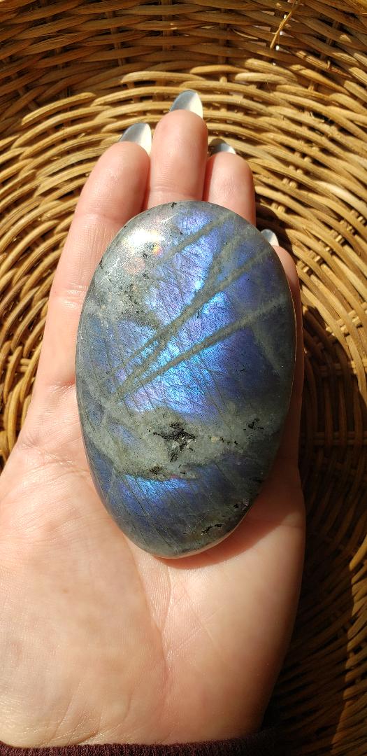 Flashy Purple Labradorite Palm Stone (Rare)