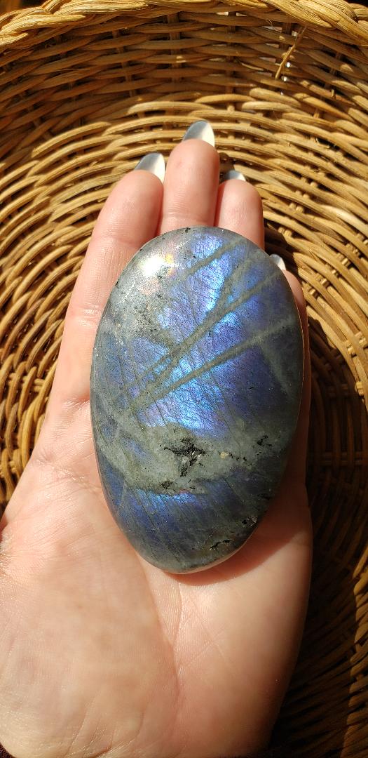 Flashy Purple Labradorite Palm Stone (Rare)